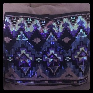 Multi color sequences mini skirt
